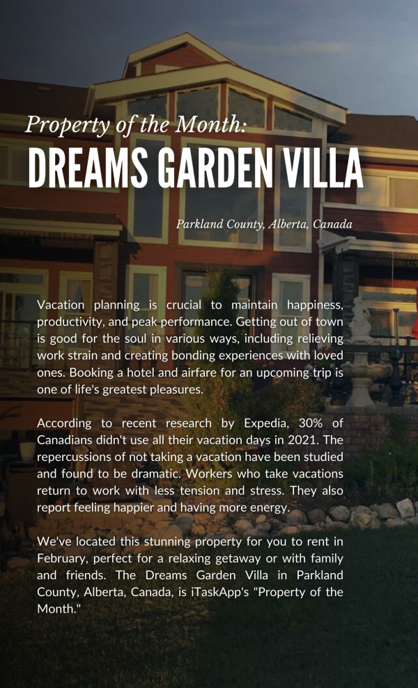 Property of the Month: Dreams Garden Villa in Parkland County, Alberta, Canada