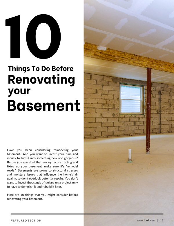 10 Things To Do Before Renovation Your Basement