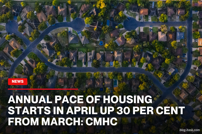 iTaskApp Services - Annual pace of housing starts in April up 30 per cent from March: CMHC