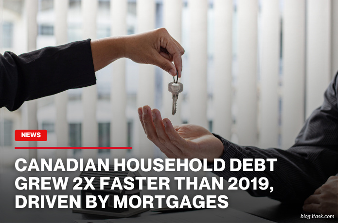 iTaskApp Services - Canadian Household Debt Grew 2x Faster Than 2019, Driven By Mortgages